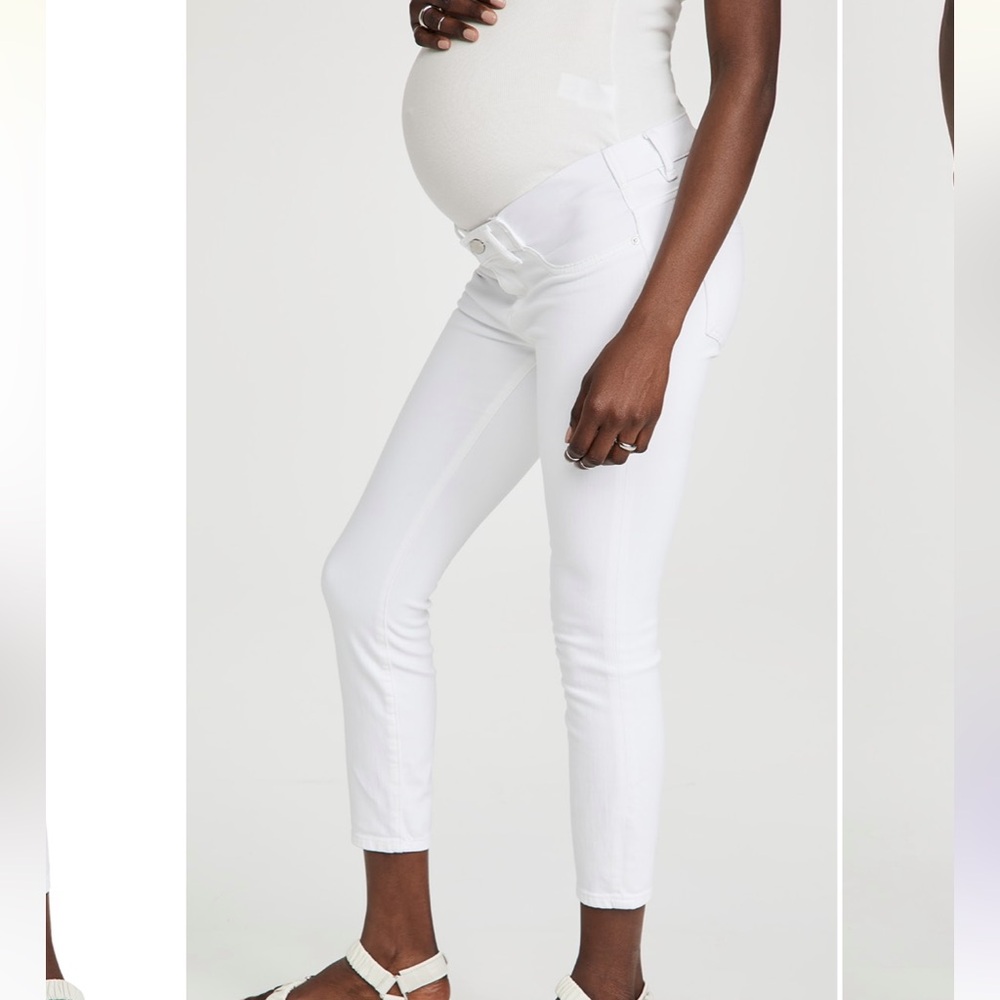 DL1961 Maternity White Florence Skinny Crop Jeans